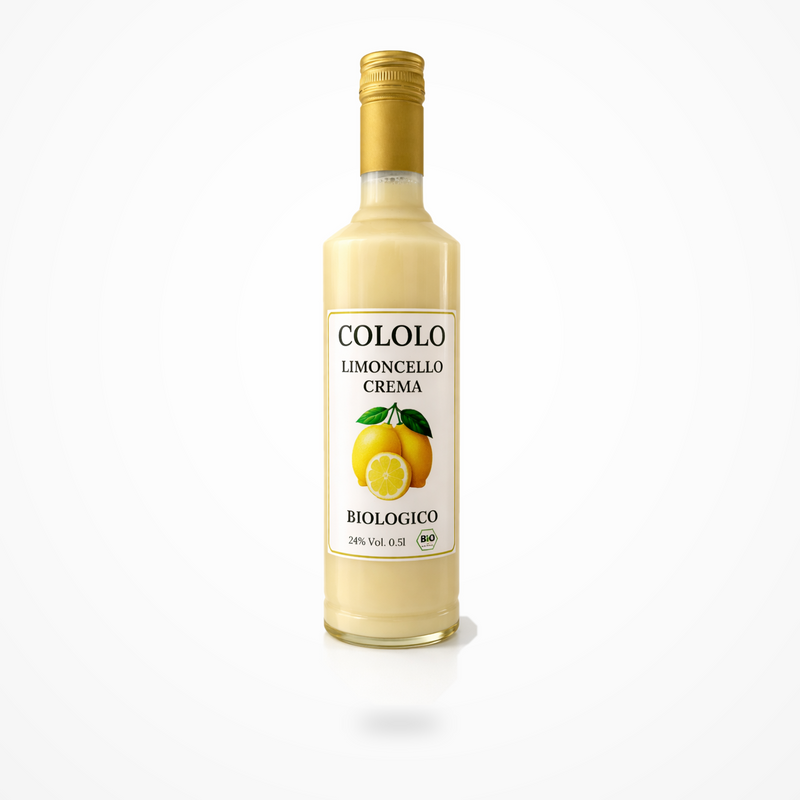 Flasche Cololo Bio Limoncello Crema, 0,5 Liter, cremig-gelber Likör